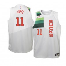 2018-19 White Youth Milwaukee Bucks Brook Lopez Earned Edition Jersey