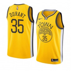 2018-19 Yellow Men's Golden State Warriors #35 Kevin Durant Nike Earned Edition Jersey