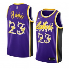 Men Los Angeles Lakers #23 LeBron James 2020 Christmas Night Purple Jersey