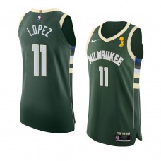 Milwaukee Bucks Brook Lopez 2021 NBA Finals Champions Authentic Icon Jersey Hunter Green