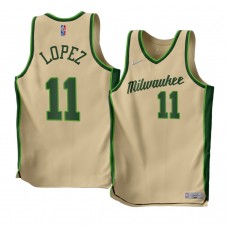 Brook Lopez Milwaukee Bucks Earned Edition 2022-23 Jersey Cream Men