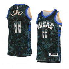 Milwaukee Bucks #11 Brook Lopez Select Series Camo Jersey Green