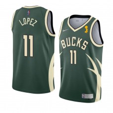 Milwaukee Bucks Brook Lopez 2021 NBA Finals Champions Earned Jersey Green