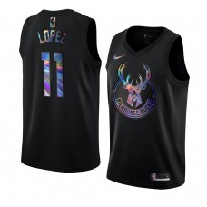 Brook Lopez Milwaukee Bucks Iridescent Holographic Limited Edition Jersey Black