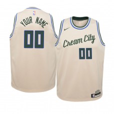 Youth Milwaukee Bucks Custom Cream Jersey - City Edition