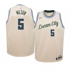 Youth Milwaukee Bucks D.J. Wilson Cream Jersey - City Edition