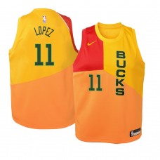 2018-19 Youth Milwaukee Bucks Brook Lopez Name  City Edition Jersey Yellow