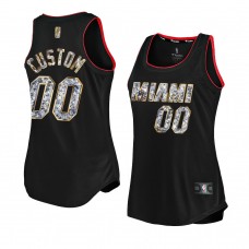 Custom Miami Heat NBA 75th Diamond Badge Jersey Black Women