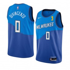 Milwaukee Bucks Donte DiVincenzo 2021 NBA Finals Champions City Jersey Blue