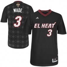 2014 Noches Enebea Miami Heat #3 Dwyane Wade Swingman Black Jersey