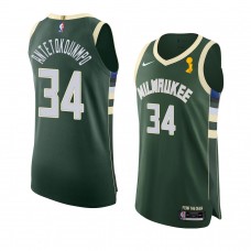 Milwaukee Bucks Giannis Antetokounmpo 2021 NBA Finals Champions Authentic Icon Jersey Hunter Green