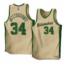 Giannis Antetokounmpo Milwaukee Bucks Earned Edition 2022-23 Jersey Cream Men