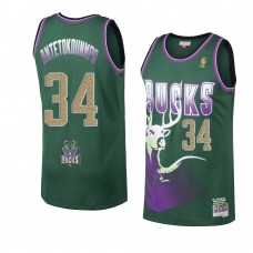 Bucks 2021 Giannis Antetokounmpo Hardwood Classics Buckskins limited Jersey Green