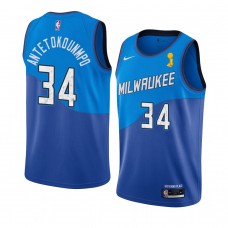 Milwaukee Bucks Giannis Antetokounmpo 2021 NBA Finals Champions City Jersey Blue