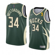 Milwaukee Bucks Giannis Antetokounmpo 2021 NBA Finals Champions Earned Jersey Green