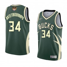 Milwaukee Bucks Giannis Antetokounmpo 2021 NBA Playoffs Bound Jersey Green