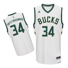 Milwaukee Bucks #34 Giannis Antetokounmpo 2015-16 New Style Swingman Home White Jersey