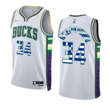 Milwaukee Bucks Giannis Antetokounmpo Greece Edition Limited Jersey White