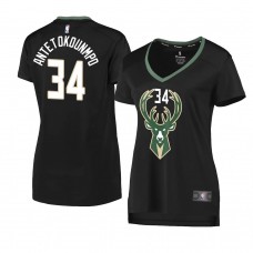 Milwaukee Bucks Giannis Antetokounmpo Women's Statement Edition Replica Player Jersey Black