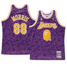 Los Angeles Lakers Markieff Morris Purple BAPE X Mitchell Ness Jersey Hardwood Classics