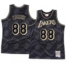 Los Angeles Lakers Markieff Morris Black Black Toile Jersey Hardwood Classics