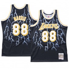 Los Angeles Lakers Markieff Morris Black Lightning Jersey Hardwood Classics