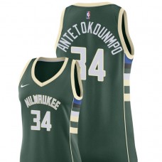 Womens Milwaukee Bucks #34 Giannis Antetokounmpo Jersey Icon Edition Green