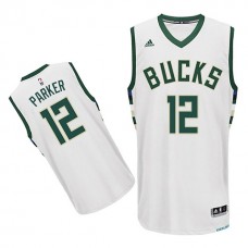 Milwaukee Bucks #12 Jabari Parker 2015-16 New Style Home Swingman White Jersey