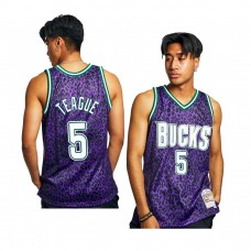 Milwaukee Bucks Jeff Teague Wild Life Hardwood Classics Jersey Purple