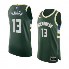 Milwaukee Bucks Jordan Nwora Icon Edition Jersey Swingman Hunter Green