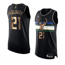 Milwaukee Bucks Jrue Holiday Authentic Python Skin 2021 Exclusive Edition Jersey Black