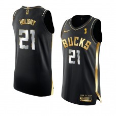 Bucks Jrue Holiday 2021 NBA Finals Champions Authentic Golden Edition Jersey Black