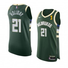 Milwaukee Bucks Jrue Holiday 2021 NBA Finals Champions Authentic Icon Jersey Hunter Green