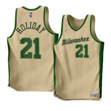 Jrue Holiday Milwaukee Bucks Earned Edition 2022-23 Jersey Cream Men