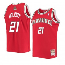 Milwaukee Bucks Jrue Holiday Hardwood Classics Swingman Jersey Red