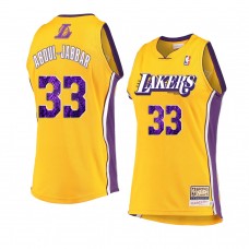 Los Angeles Lakers 2021 Kareem Abdul-Jabbar snakeskin Hardwood Classics Jersey Gold