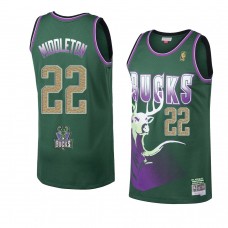 Bucks 2021 Khris Middleton Hardwood Classics Buckskins limited Jersey Green