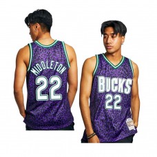 Milwaukee Bucks Khris Middleton Wild Life Hardwood Classics Jersey Purple