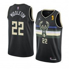 Bucks Khris Middleton 2021 NBA Finals Champions Statement Jersey Black