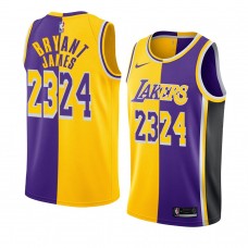 Kobe Bryant Los Angeles Lakers Mamba and LA king Jersey Split Special Purple Gold