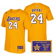 Los Angeles Lakers# 24 Kobe Bryant Short Sleeved T-Shirt Gold Jersey