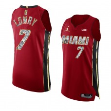 Miami Heat Kyle Lowry NBA 75th Diamond Badge Authentic Jersey Red