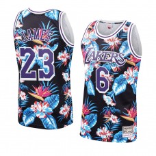 Los Angeles Lakers LeBron James Floral Fashion 23 Changed Jersey Black