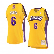 Los Angeles Lakers 2021 LeBron James snakeskin Hardwood Classics Jersey Gold