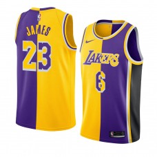 Los Angeles Lakers #6 LeBron James Split Edition Special Jersey Gold Purple