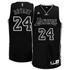 Los Angeles Lakers #24 Kobe Bryant Black and White Swingman Jersey