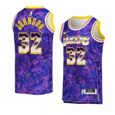 Los Angeles Lakers #32 Magic Johnson Select Series Camo Jersey Purple