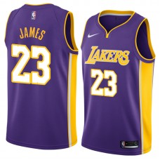 Men's 2018-19 Los Angeles Lakers #23 Nike Swingman Purple LeBron James Statement Jersey