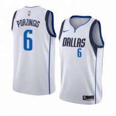 Dallas Mavericks #6 2018-19 Kristaps Porzingis White Jersey Association Edition- Men's