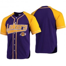 Men's NBA Los Angeles Lakers Purple Gold Baseball Jersey